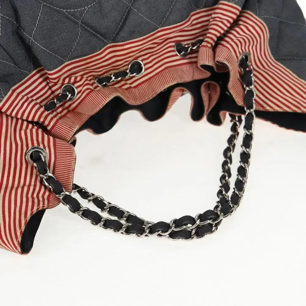 Chanel Denim Chain Tote Bag Blue Canvas